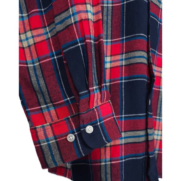 Club Room Men's Regular-Fit 100% Cotton Flannel Shirt Red Navy Plaid XXL NWT - Picture 5 of 6
